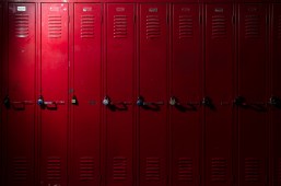 red school lockers