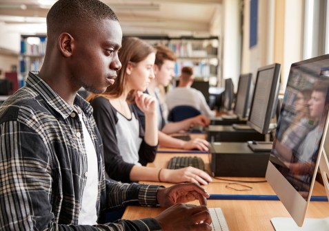 student at computer