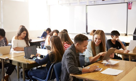 High school classroom with students