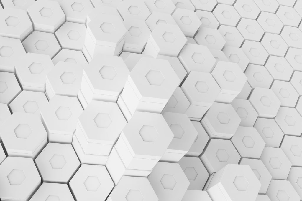 White geometric hexagonal abstract background, 3d rendering