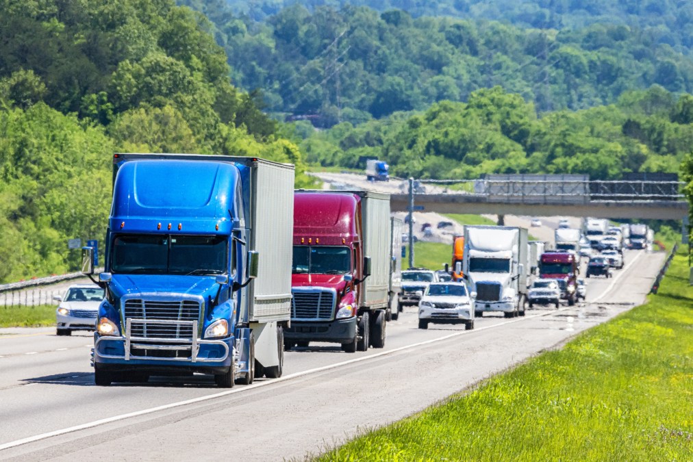 semitrailers on a freeway