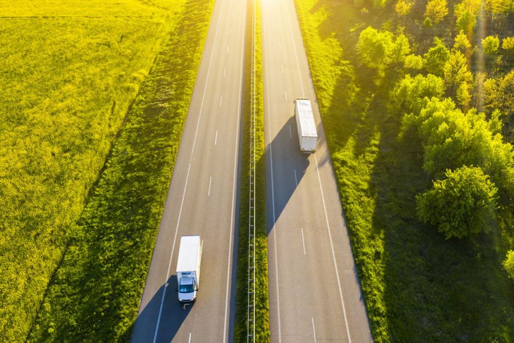 trucks on the road