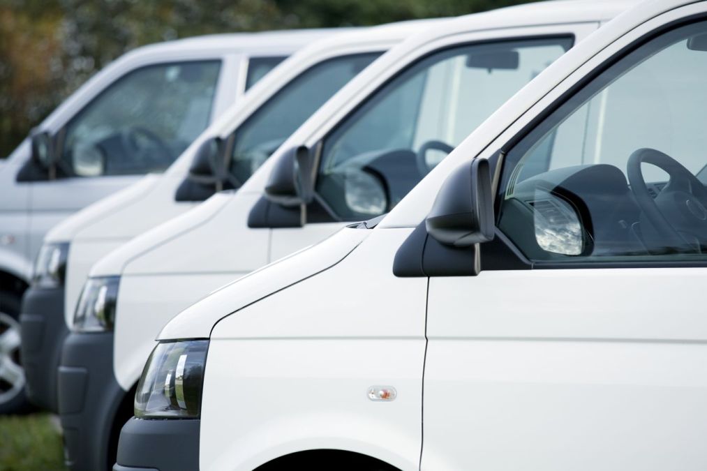 white vans in a row